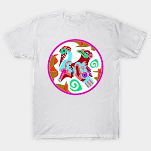 the floral birds in magical and wonderful glyph ecopop art T-Shirt